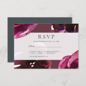 Chic Burgundy Floral Modern Wedding RSVP Karte (Vorne/Hinten)