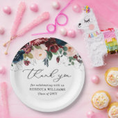 Chic Burgundy Florals Script Thank You Graduation  Pappteller (Party)