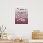 Chic Burgundy Glitzer New Years Party Willkommen Poster (Küche)