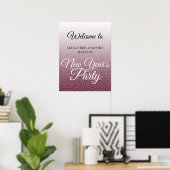 Chic Burgundy Glitzer New Years Party Willkommen Poster (Heimbüro)
