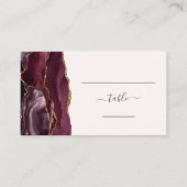 Chic Burgundy Gold Agate Blush Wedding Escort Platzkarte (Vorderseite)