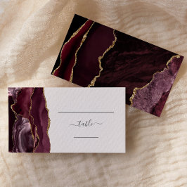 Chic Burgundy Gold Agate Blush Wedding Escort Platzkarte