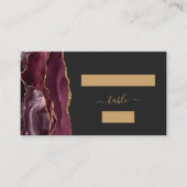 Chic Burgundy Gold Agate Dark Wedding Escort Platzkarte (Vorderseite)