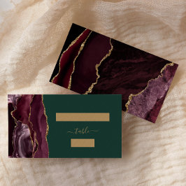 Chic Burgundy Gold Agate Green Wedding Escort Platzkarte