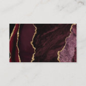 Chic Burgundy Gold Agate Green Wedding Escort Platzkarte (Rückseite)