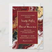 Chic Burgundy Gold Agate Marble Modern Wedding  Einladung (Vorderseite)