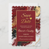 Chic Burgundy Gold Agate Marble Modern Wedding  Save The Date (Vorderseite)