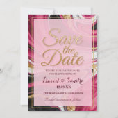Chic Burgundy Gold Agate Marble Modern Wedding Save The Date (Vorderseite)
