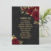 Chic burgundy & gold Black-Sitzkarte Einladung (Stehend Vorderseite)