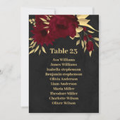 Chic burgundy & gold Black-Sitzkarte Einladung (Vorderseite)