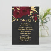 Chic burgundy & gold Black-Sitzkarte Einladung (Stehend Vorderseite)