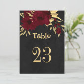 Chic burgundy & gold Black Tischnummer (Stehend Vorderseite)