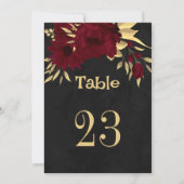 Chic burgundy & gold Black Tischnummer (Rückseite)