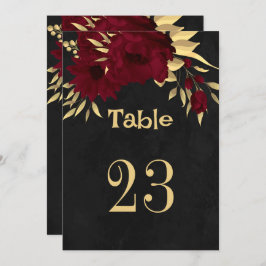 Chic burgundy & gold Black Tischnummer