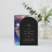 Chic Burgundy Gold Blue Botanical Square Wedding Einladung (Stehend Vorderseite)