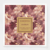 Chic Burgundy Gold Blush Wedding Paper Napkins Serviette (Vorderseite)