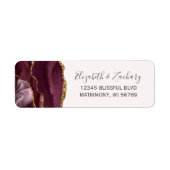 Chic Burgundy Gold Blush Wedding Rücksendeadresse (Vorne)