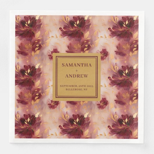 Chic Burgundy Gold Boho Wedding Cloud Napkins Serviette (Vorderseite)