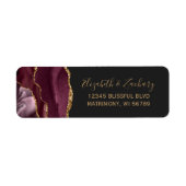Chic Burgundy Gold Dark Wedding Rücksendeadresse (Vorne)