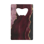 Chic Burgundy Gold Glitzer Agate Custom Monogram Geldbeutel Flaschenöffner (Rückseite)