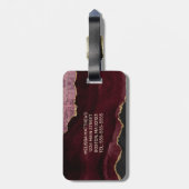 Chic Burgundy Gold Glitzer Agate Custom Monogram Gepäckanhänger (Rückseite vertikal)