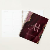 Chic Burgundy Gold Glitzer Agate Monogram 2024 Planer (Anzeige)