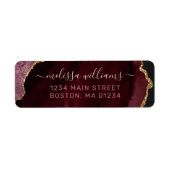 Chic Burgundy Gold Glitzer Agate Monogram-Adresse (Vorne)