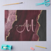 Chic Burgundy Gold Glitzer Agate Monogram Seidenpapier (Basteln)