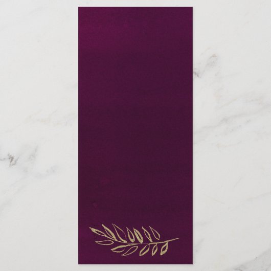 Chic burgundy gold Glitzer Blätter Program Programm (Rückseite)