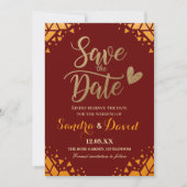 Chic Burgundy Gold Glitzer Moderne, trendige Hochz Save The Date (Vorderseite)