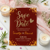 Chic Burgundy Gold Glitzer Moderne, trendige Hochz Save The Date