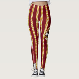 Chic burgundy Gold Lines Lips Girly 2022 Leggings