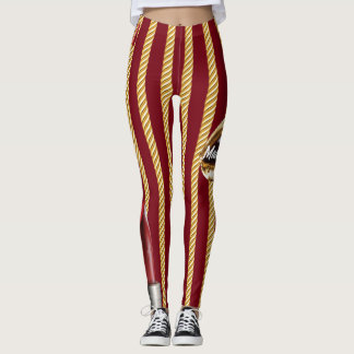 Chic burgundy Gold Lines Lips Girly 2022 Leggings