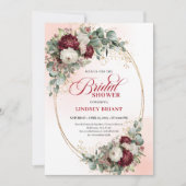 Chic Burgundy Gold Script Bridal Shower Invite Einladung (Vorderseite)