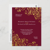 Chic Burgundy Gold Wedding Einladung UAWG Postkarte (Vorne/Hinten)