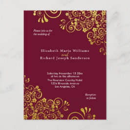 Chic Burgundy Gold Wedding Einladung UAWG Postkarte