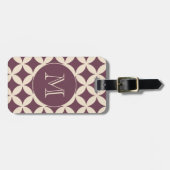 Chic Burgundy Ivory Geometric Pattern Monogram Gepäckanhänger (Vorderseite horizontal)