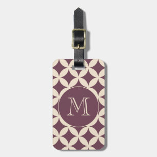 Chic Burgundy Ivory Geometric Pattern Monogram Gepäckanhänger