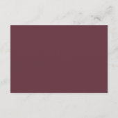 Chic Burgundy Leaf Minimal Hochzeitsempfang Begleitkarte (Rückseite)