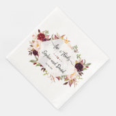 Chic Burgundy Marsala Floral Geometric Wedding Serviette (Ecke)