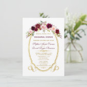 Chic Burgundy Marsala Probe Abendessen Einladung (Stehend Vorderseite)