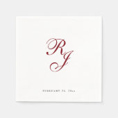Chic Burgundy Monogram Wedding Napkins Serviette (Vorderseite)