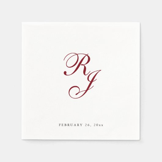 Chic Burgundy Monogram Wedding Napkins Serviette (Vorderseite)