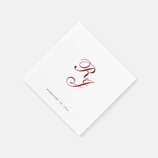 Chic Burgundy Monogram Wedding Napkins Serviette (Ecke)