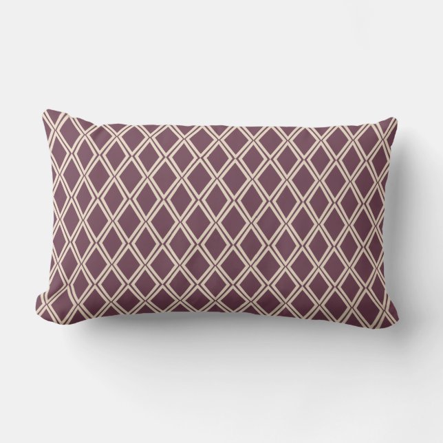 Chic Burgundy Off-White Diamond Geometric Muster Lendenkissen (Vorderseite)