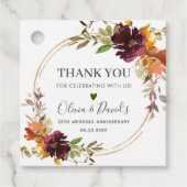 Chic Burgundy Orange Bloral HerbstHochzeit im Herb Geschenkanhänger (Vorderseite)