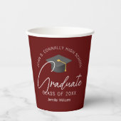Chic Burgundy Personalisiert Graduation Party Pappbecher (Vorderseite)