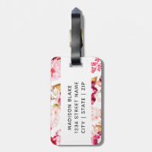 Chic Burgundy & Pink Blumengestecke Bridesmaid Gepäckanhänger (Rückseite vertikal)