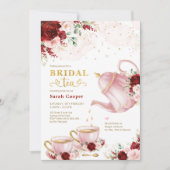 Chic Burgundy Pink Brautparty Teezeremonie Party Einladung (Vorderseite)