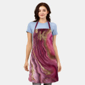 Chic Burgundy Pink Rose Agate Gold Glitter Marble Schürze (Getragen)